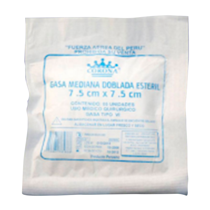 Gasa Mediana Doblada Estéril 7.5 cm x 7.5 cm