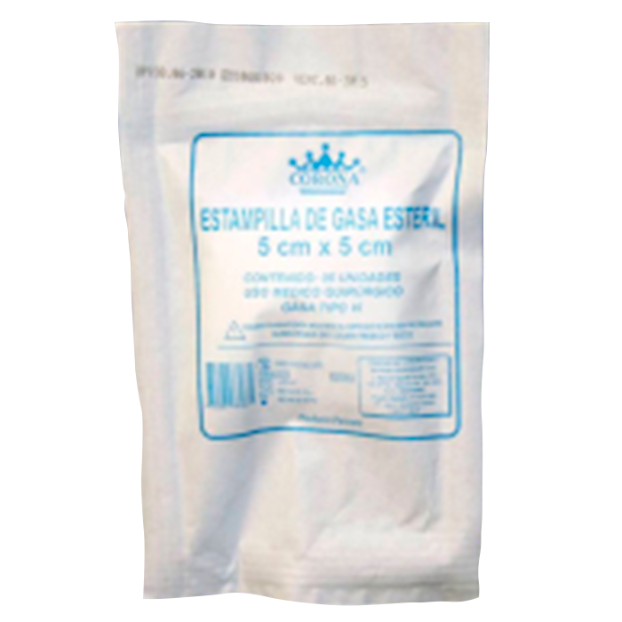 Estampilla de Gasa Estéril 5 cm x 5 cm