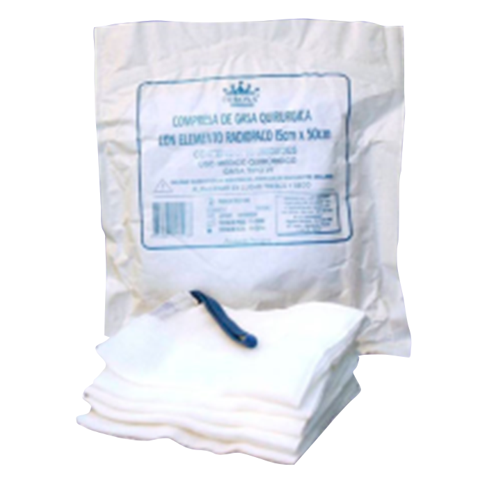 Compresa de Gasa Quirúrgica con Elemento  Radiopaco 15 cm x 50 cm