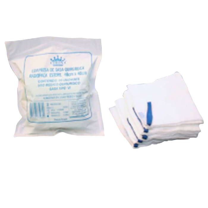 Compresa de Gasa Quirúrgica Radiopaca  Estéril 48cm x 48cm