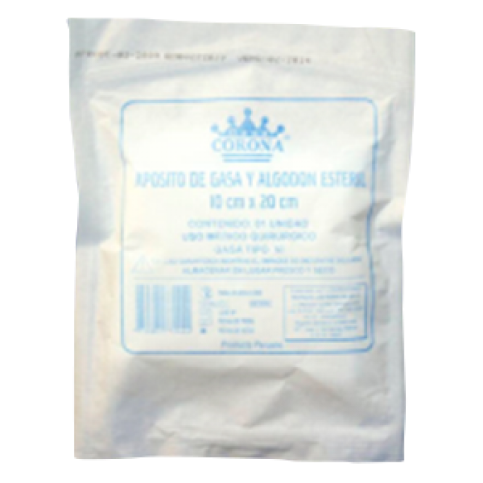 Apósito de Gasa y Algodón Estéril 10cm x 20 cm